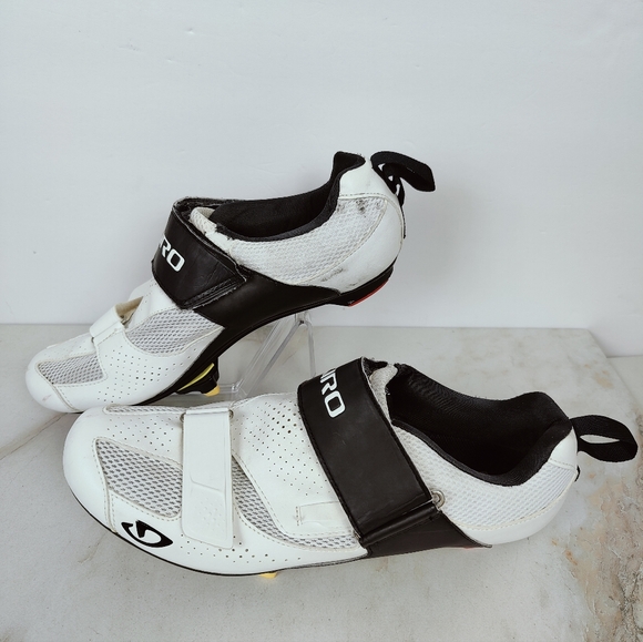 Giro Inciter Cycling Triathlon Tri Shoes, White Black, Sz 12.75